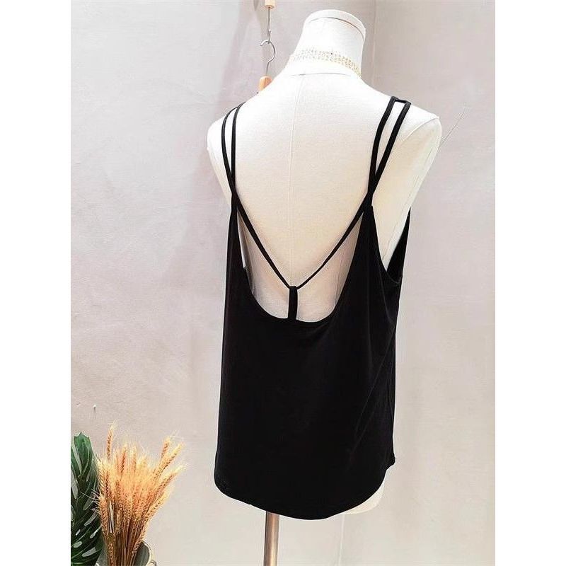 Ultra-Touch Modal Cotton Simple Solid Color Women's Camisole Loose Versatile Sexy Backless Base Top