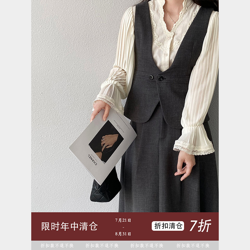 【Non-Returnable】Jiangzuo Spring Two-Way Wear Vest and Skirt Set for Women, Korean Style Commuter Two-Piece Set 6512 【Non-Returnable】Jiangzuo Spring Two-Way Wear Vest and Skirt Set for Women, Korean Style Commuter Two-Piece Set 6512