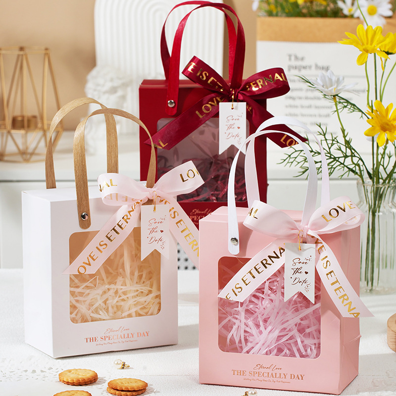 Recuerdos de boda, caja de regalo portátil, bolsa, boda avanzada, cumpleaños, paquete de regalo de cumpleaños pequeño transparente