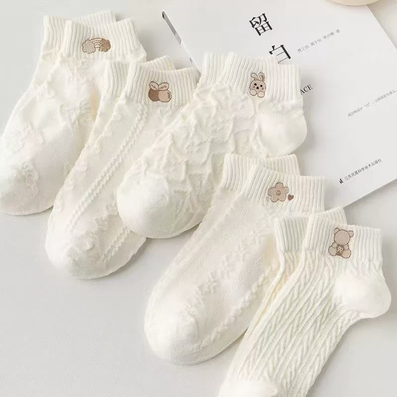 White brand thin short cute breathable socks