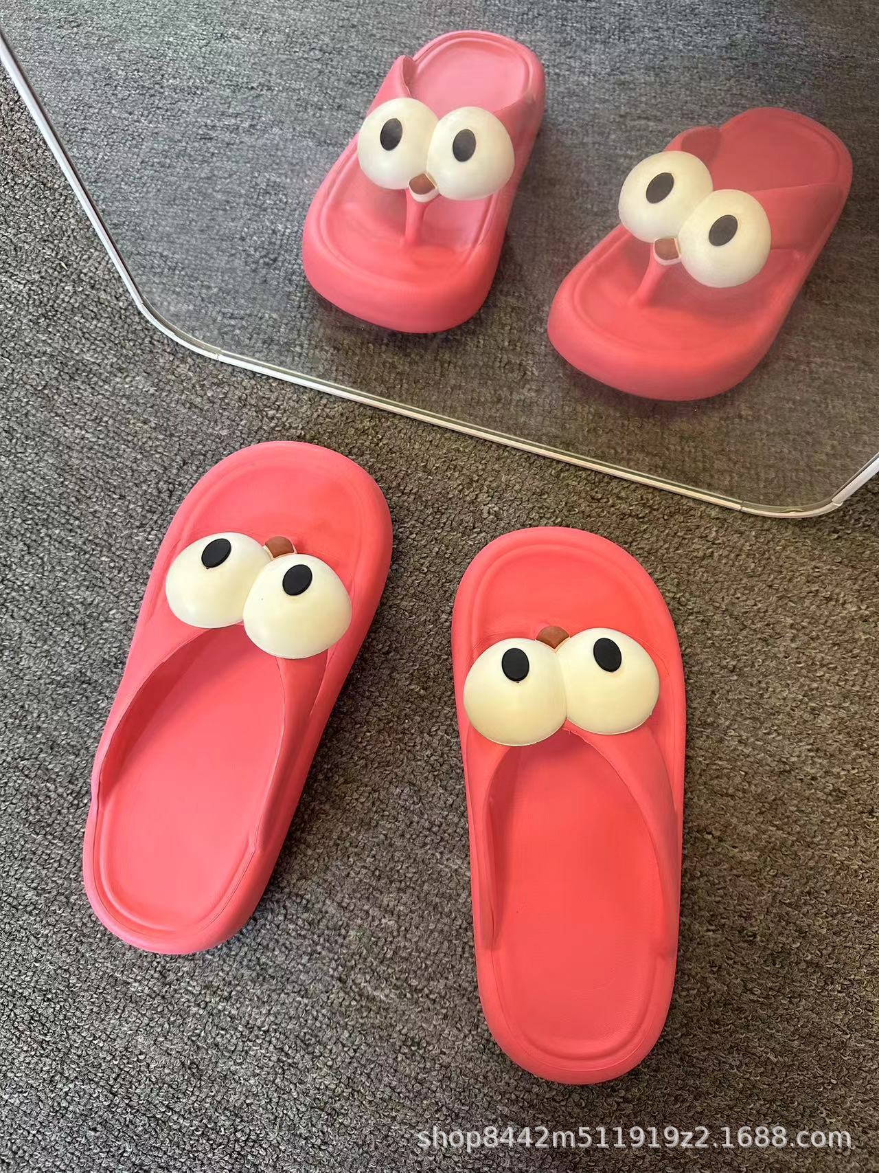 Arrastre de dibujos animados divertido en verano 2023 interior y exterior con Playa universal para hombres y mujeres, lindo Fondo grueso, cómodo ojos grandes