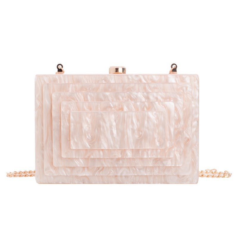 Ventas transfronterizas de moda europeas y americanas bolsas de cena acrílicas empalmadas bolsas de cena de partido bolsas de hombro pequeñas bolsas de mano