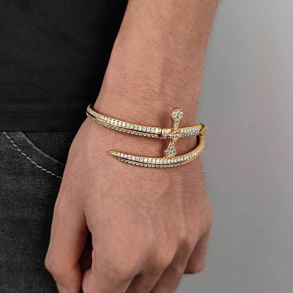 Fashion Cross Copper Inlay Zircon Bangle 1 Piece