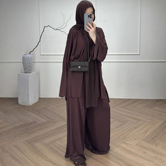 2025年新作中東イスラム教徒婦人服無地ゆったり快適トップスカジュアルファッションスーツ