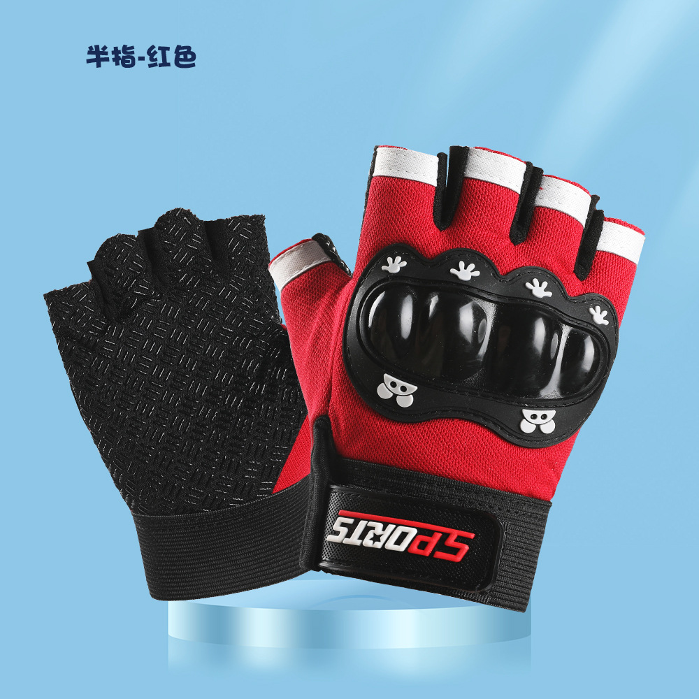 Guantes de medio dedo para niños, guantes protectores tácticos de ciclismo al aire libre con carcasa dura para niños mayores y niños, guantes deportivos para motocicleta y patinaje