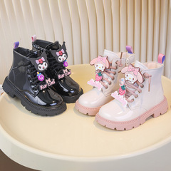 女の子用マーティンブーツ 春秋2025新作 中高生向けプリンセスブーツ おしゃれな女の子用ショートブーツ 裏起毛子供用ブーツ