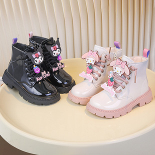 Girls' Boots Spring & Fall 2025 New Medium and Large Kidsren's Princess Boots Fashionable Girls' Short Boots Fleece-Lined Kidsren's Boots