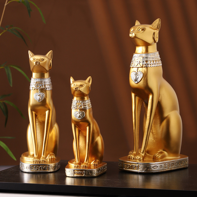 Exotic Egyptian Cat Animal Ornaments Resin Crafts Home Living Room Entrance Cafe Personalized Decorations