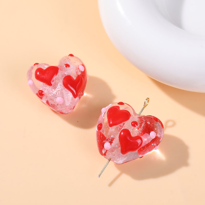 10g Weight Pendant, Beads Jewelry Making Type 20mm Jewelry Making Size DIY Jewelry Accessories Classification 1 Piece Quantity Glass Material Heart Shape Pattern Enamel Design Sweet Style 1 Piece 20mm Glass Heart Shape DIY Jewelry Accessories Pendant Beads 12
