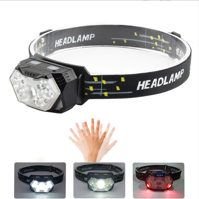 USB перезаряжаемый светодиодный двойной источник света, беговая лампа на голове, уличная шахтерская лампа, сильный свет для рыбалки, налобный фонарь COB