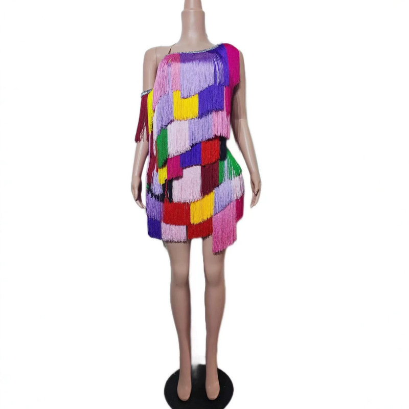 Colorful Tassel Dress Birthday Celebration Stage Performance Nightclub Singer Celebrity Party Performance Outfit Host Outfit