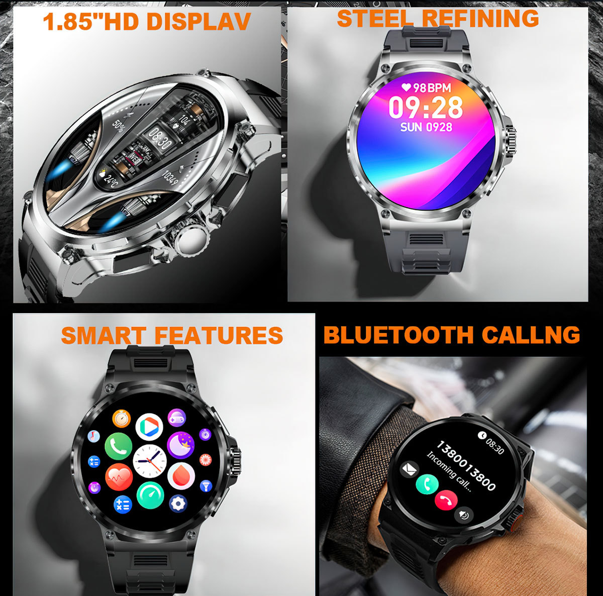 New V69 Bluetooth call smartwatch with 360*360 large screen, heart rate, blood oxygen and multi-activity smartwatch details Picture