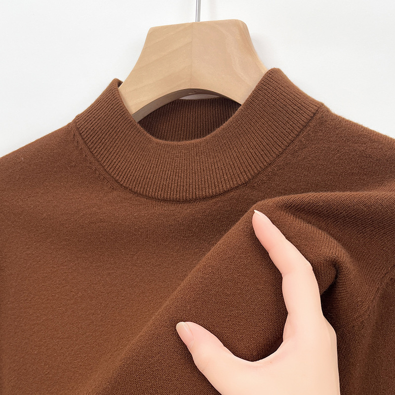 冬の新商品の男性式の半高襟のウールのセーターは厚くて暖かい長袖のニットの服の軽い豪華な紳士服の純色のセーターの男性を厚くします。|undefined