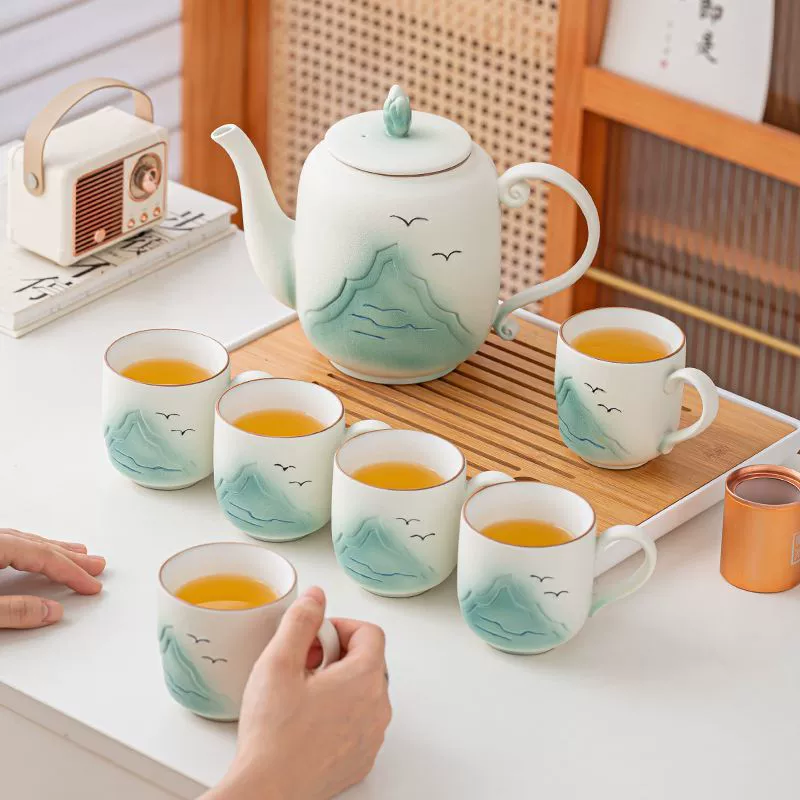 Небольшой свежий чайник чайная чашка кунг-фу чайный набор керамический домашний китайский современный минималистский чайный прибор антиугарный фильтр
