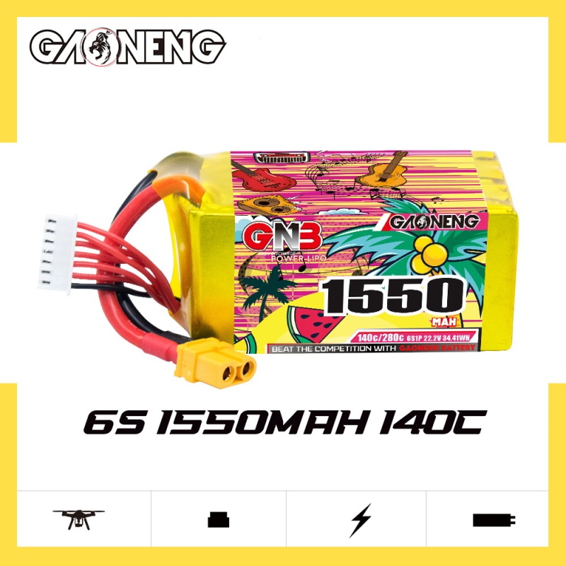 GNB High Energy 1550mAh 6S 22.2V 140C Adapted to 5-inch Crossing Model FPV High Rate Lithium Battery