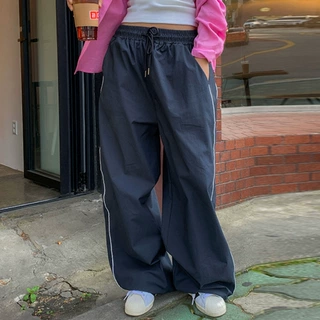 欧美速卖通春季宽松纯色双口袋抽绳休闲长裤女裤 PG5709