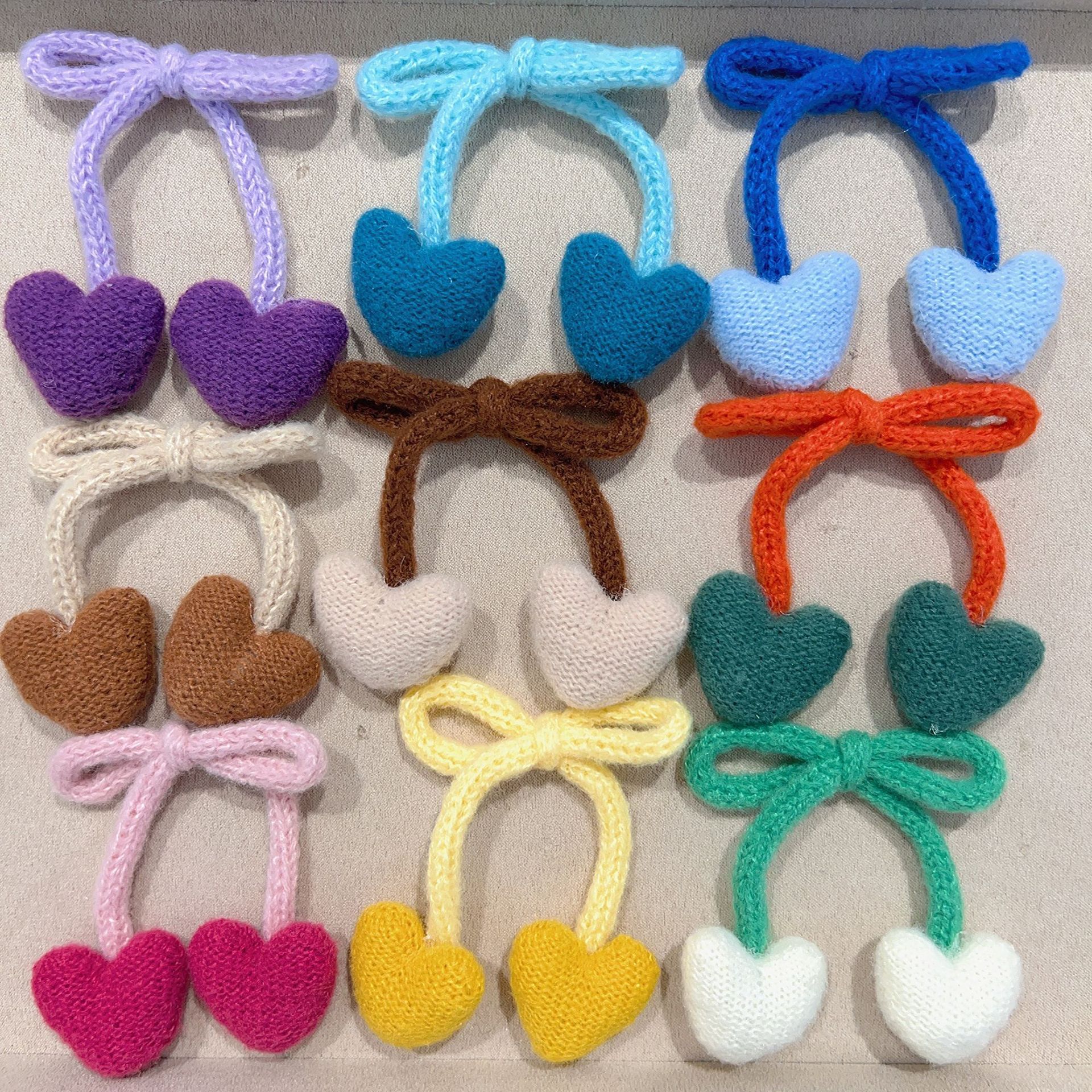 毛线针织爱心蝴蝶结饰品配件diy服饰发饰绑绳挂饰包包辅料挂件