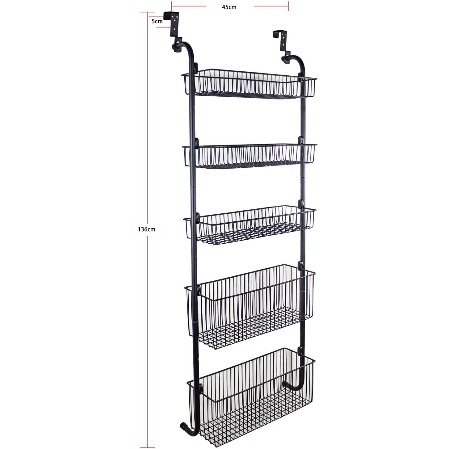 Bastidor de canasta sin orificios detrás de la puerta Fácil instalación sin costuras multifuncional de cuatro capas de cinco capas que ahorra espacio detrás de la puerta