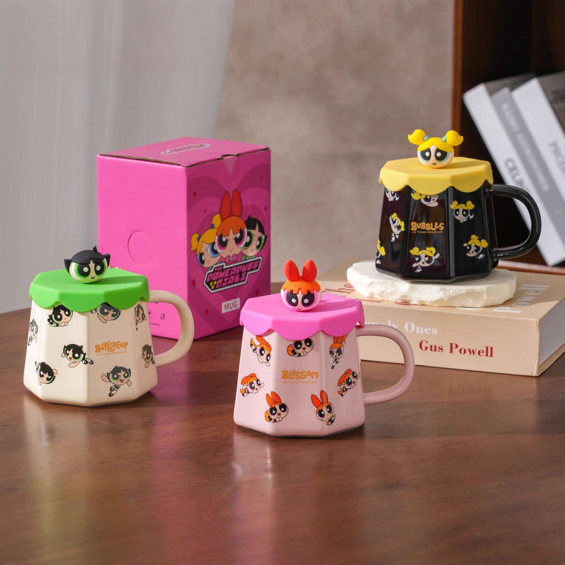 飞天小女警 Ceramic mug with lid for ladies students cute creative water cup home square cup souvenir