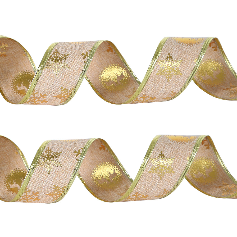 Christmas Ribbon Christmas Tree Decorations Christmas Double Gilded Elk Color Ding Ribbon_voghion.com