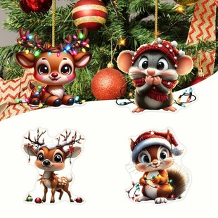Cross-Border Christmas Cute Little Animal Acrylic Bag Keychain Pendant Car Rearview Mirror Hanging