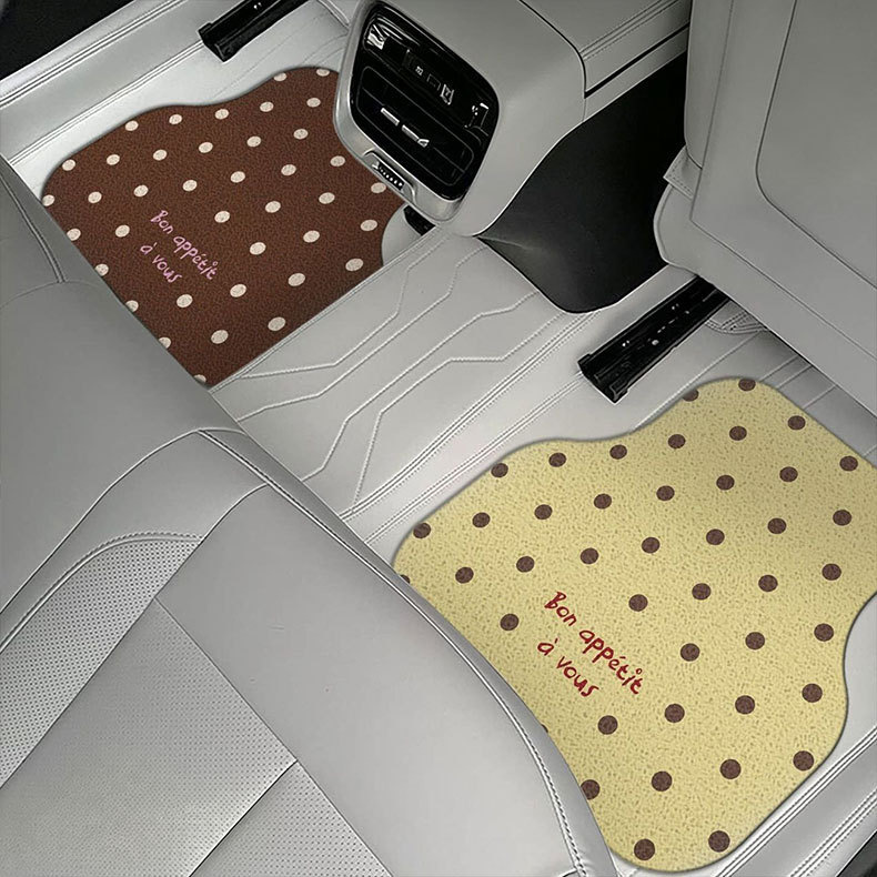 Ins-style polka dot silk loop floor mat, polka dot car floor mat, durable, scratch-resistant, dirt-resistant, easy to clean, anti-stain car mat