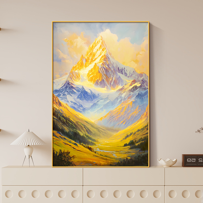 日照金山挂画客厅装饰画现代简约沙发背景画高级感背有靠山玄关画|undefined