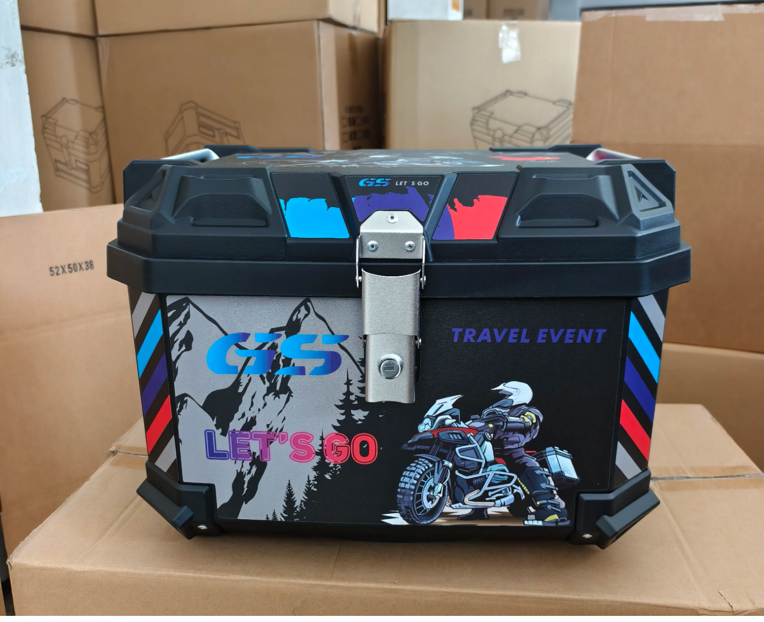 65L Motorcycle Tail Box, Electric Vehicle Rear Trunk, Thickened Anti-Fall Storage Box, Tool Box, Delivery Box