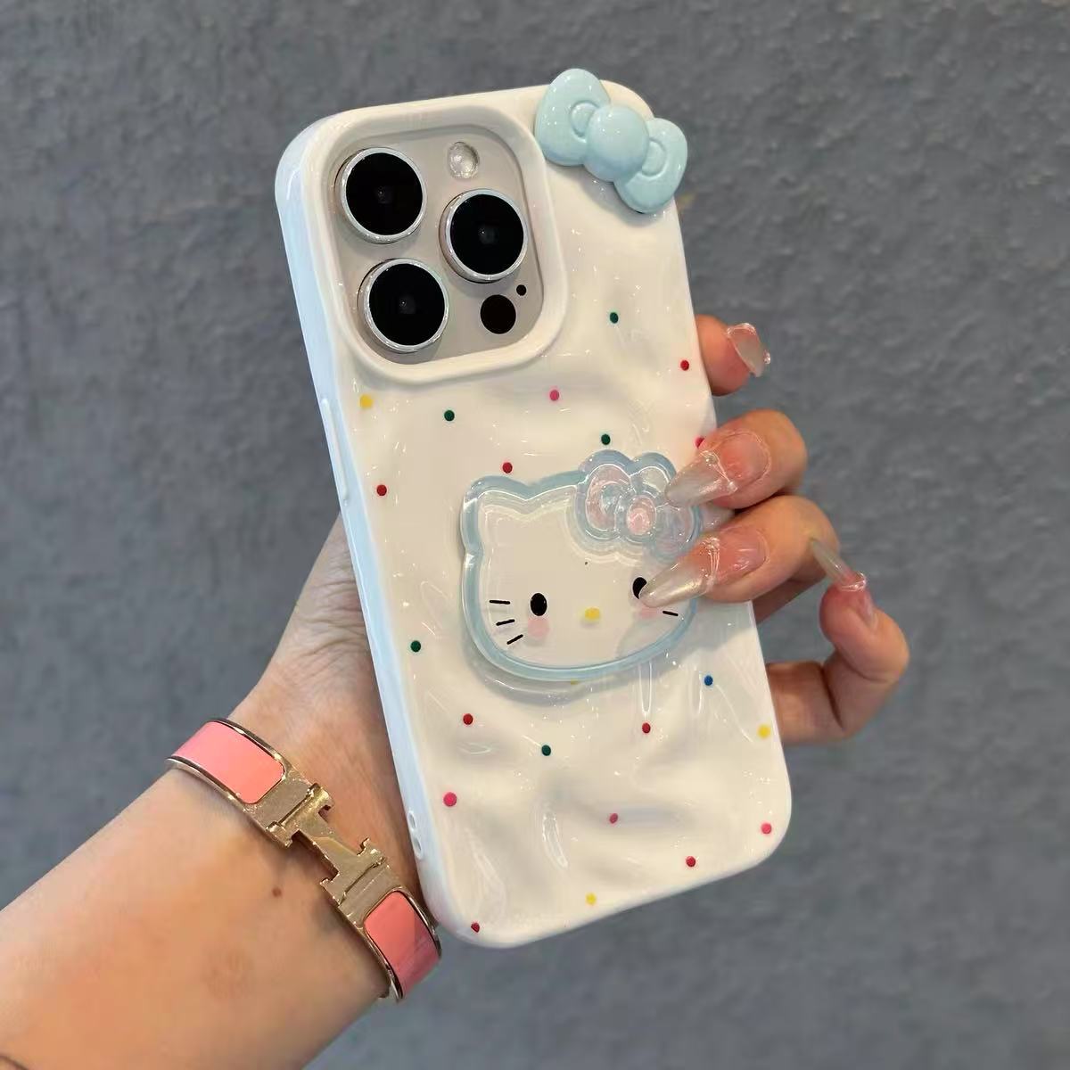 Color dopamina bowknot KT cat apple 16ProMax funda para teléfono móvil 15Pro nuevo 14/13 femenino 15