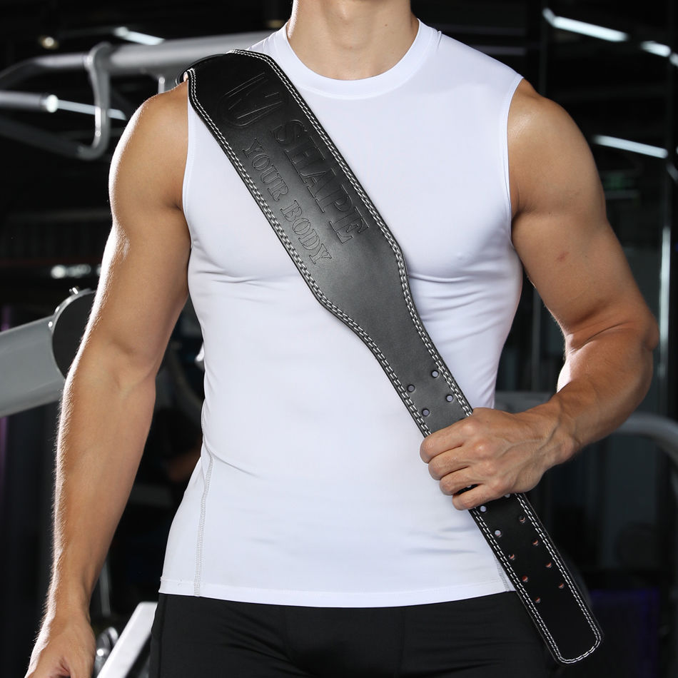 Piel de vaca en cuclillas deportes cintura apoyo hombres y mujeres entrenamiento cinturón de levantamiento de pesas gimnasio duro tirón profesional grado ampliado ajustable