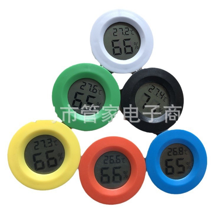 圆形嵌入式电子温湿度计爬虫类电子温湿度计 亚克力箱 爬箱温度计
