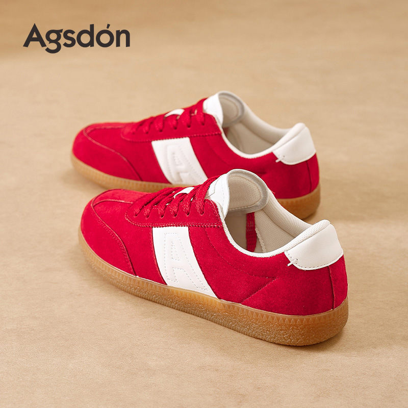 Augustion Red Alemania Training Shoes Mujer 2025 Nuevo verano Esfera gruesa Suela plana Forrest Zapatos de mujer Zapatillas deportivas retro