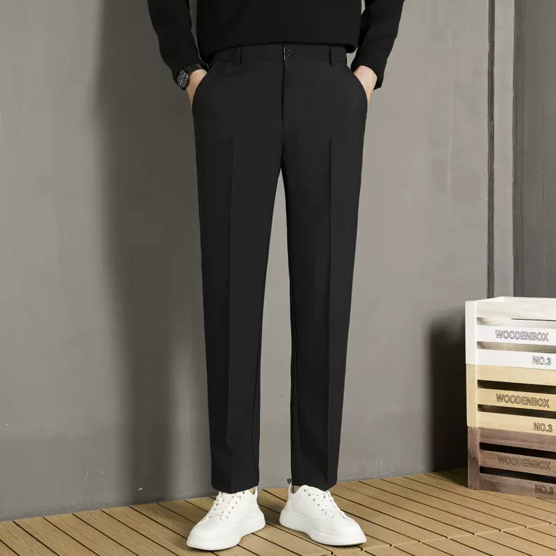 裤子男韩版潮流春秋季新款九分小西裤男士西装裤直筒阔腿宽松西装