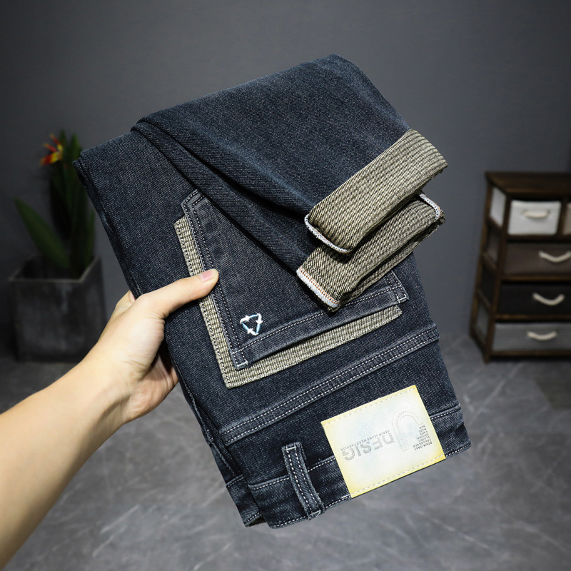 Jean de luxe léger pour homme, coupe slim, tendance, délavé, décontracté, petite jambe, élastique, polyvalent, pantalon tendance_voghion.com