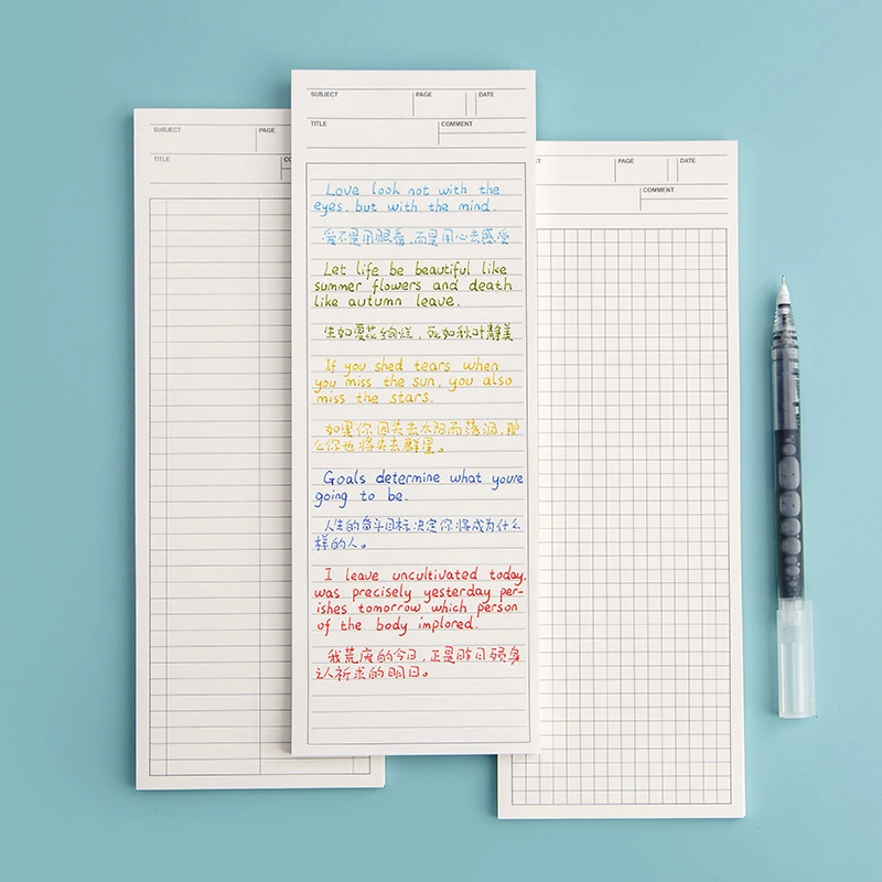 Long Tearable Note Pad (Xiaohongshu) B5‑half Non‑Adhesive Student Notebook, Grid & Lined Covers