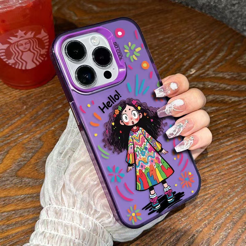 Nueva chica rizada para iPhone 16 funda para teléfono móvil Apple 15promax/14 anti-caída 13pro12 chica