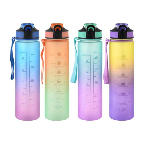 Creative Gradient Cup Large Capacity Sports Outdoor Water Cup Men's and Women's Bounce Cover Portable Plastic Cup Gift Cup Customization