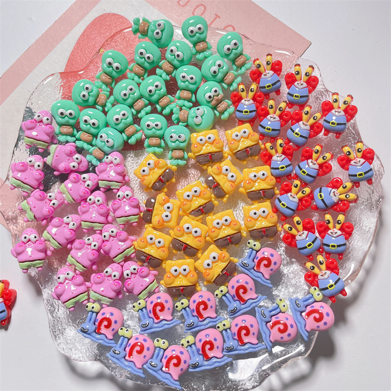 Tamaño pequeño esponja bebé resina accesorios DIY crema pegamento horquilla teléfono móvil Shell brillante cangrejo pequeño colgante al por mayor