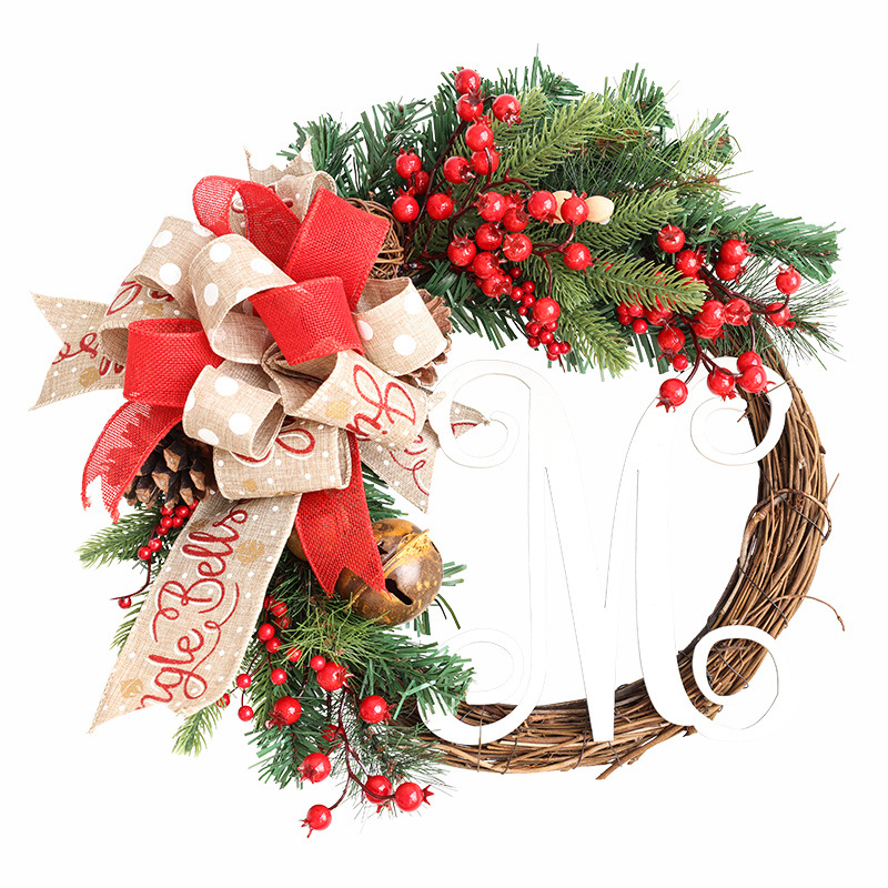 Cruzar la frontera Americana M guirnalda de Navidad puerta colgante decoración corredor decoración ratán anillo Poria ratán Garland decoraciones de Navidad