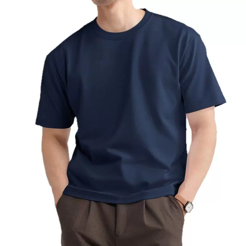 Мужская одежда для папы среднего и пожилого возраста, 100 шт., хлопок Пима, прохладный и удобный мерсеризованный летний однотонный цвет, круглый вырез, простые короткие рукава
