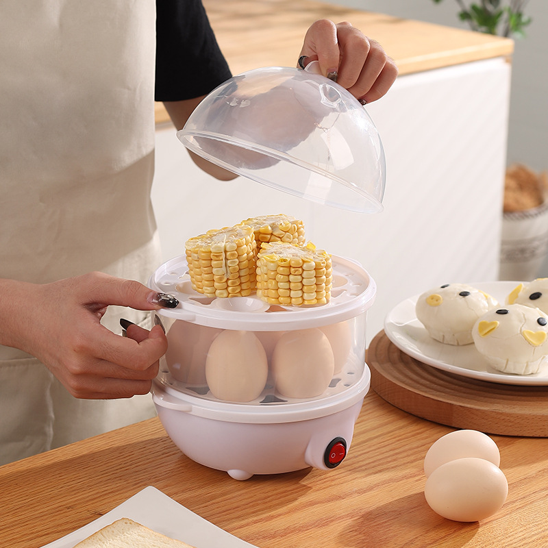 Factory Double Layer Egg Breakfast Machine Steamer Egg Cooker Kitchen Home Appliance Gift Steamer Noodle Food