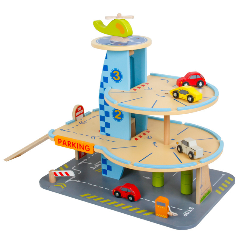Estacionamiento de Juguete con Pistas de Madera Ensamblable 3D para Niños image 12