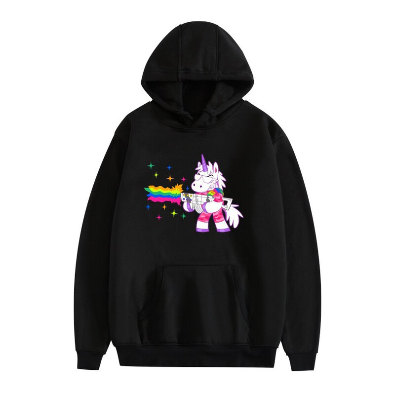 New hoodie unicorn unicorn trendy fashion cute loose fleece-lined autumn men's and women's hooded sweater