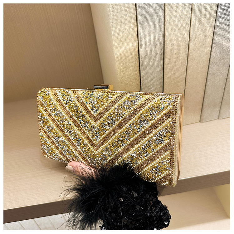2025 Cross-border new dinner bag, European and American women's handbag, diamond-encrusted banquet clutch, evening dress bag, women's bag undefined