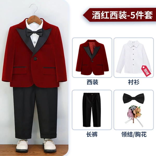Set, shirt, jacket, trousers, bow tie lapel pin