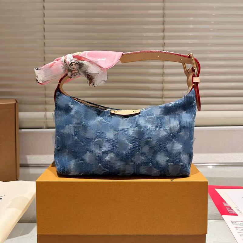 25年新款Hills牛仔饭盒包丹宁腋下包高端货豌豆包元宝包 手提女包|undefined