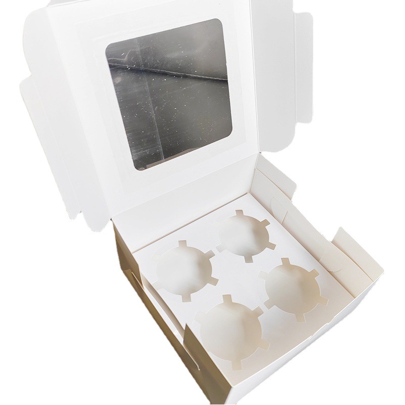 Taza de papel transparente pastel muffin Caja 2 tabletas 4 tabletas 6 tabletas 12 tabletas forro ventana horneado postre occidental tarta de huevo caja de embalaje