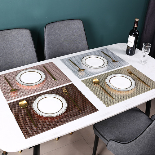 White Wave European Style Luxury Hollow Rectangular Wheat Ear PVC Table Mat Cup Mat Anti-Slip Heat Insulation Mat Dinnerware Mat Dining Table Mat 