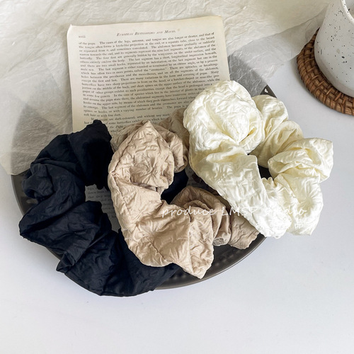 Korean French simple style pleated fabric large intestine hair ring large intestine meatball hair accessories hair tie headband wholesale