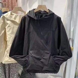 Spring 2025 New Korean Style Versatile Casual Loose Jacket with Diagonal Zipper Design Niche Hooded Jacket for Men